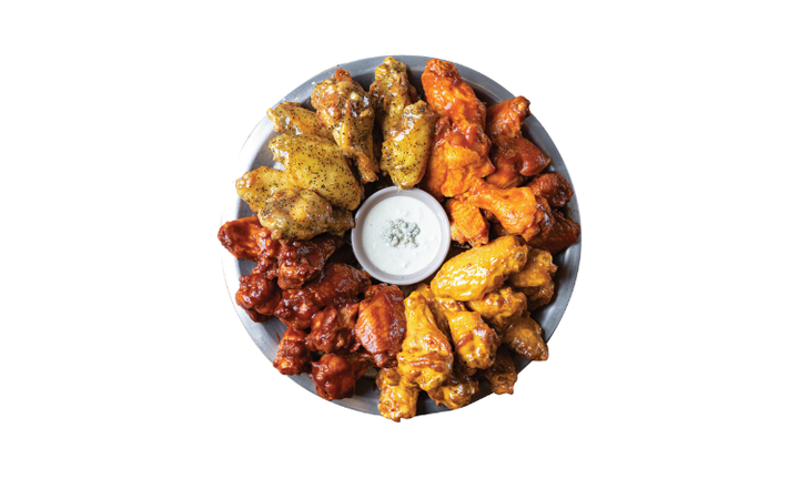 Chimac 30-50 Pcs Wings: 50 Succulent Bone In or Boneless Wings with 10 Dip Included.