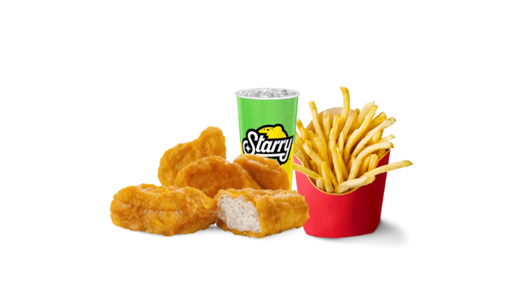 Chimac 5 Pc Nugget Combo: 5 tender nuggets served with crispy fries and drink.