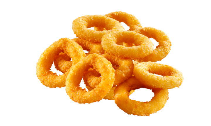A side of jumbo, beer-battered onion rings with a perfect crispy crunch.
