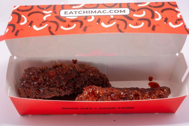 Chimac Chicken Tenders Only: All tenders are served with a side of Pink sauce. Spicy KBBQ shown.