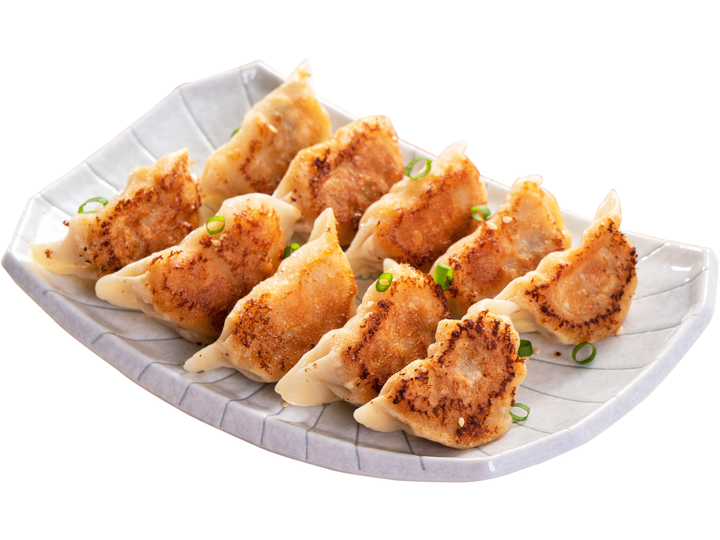 Crispy fried Korean dumplings, known as mandoo, served as a golden-brown appetizer.