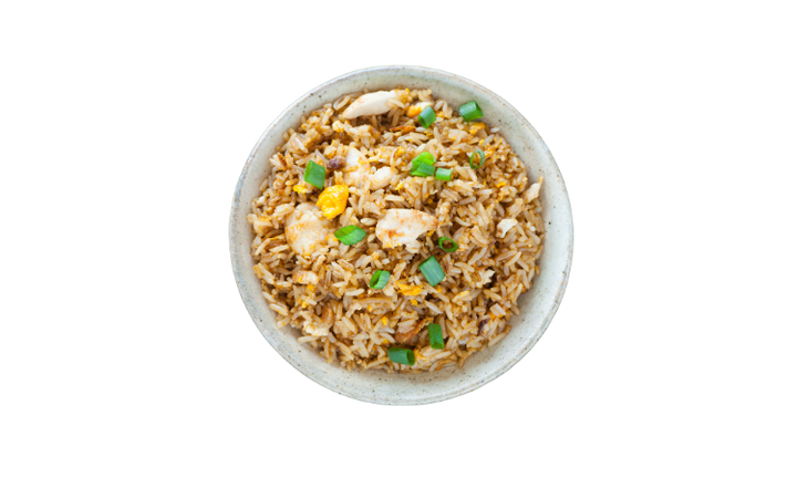 Chimac Fried Rice: Eggs, Soy, Onions, peas & our special blend of sauces.