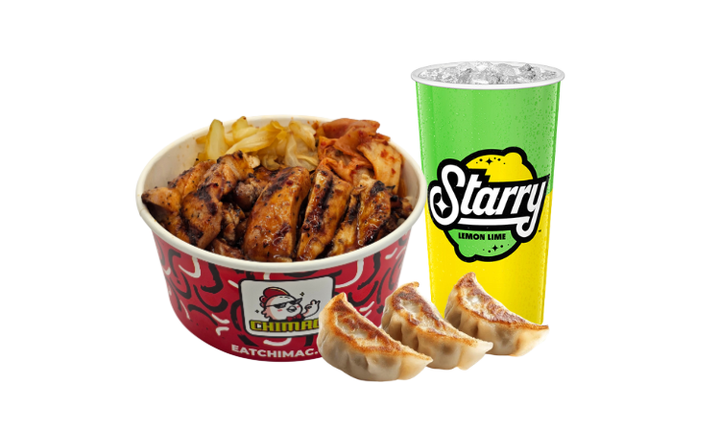 Chimac Large Bowl Meal: The Ultimate Deal. Get our signature Bowl, 3 Crispy Dumplings, and a Fountain Drink—all for one flat price.